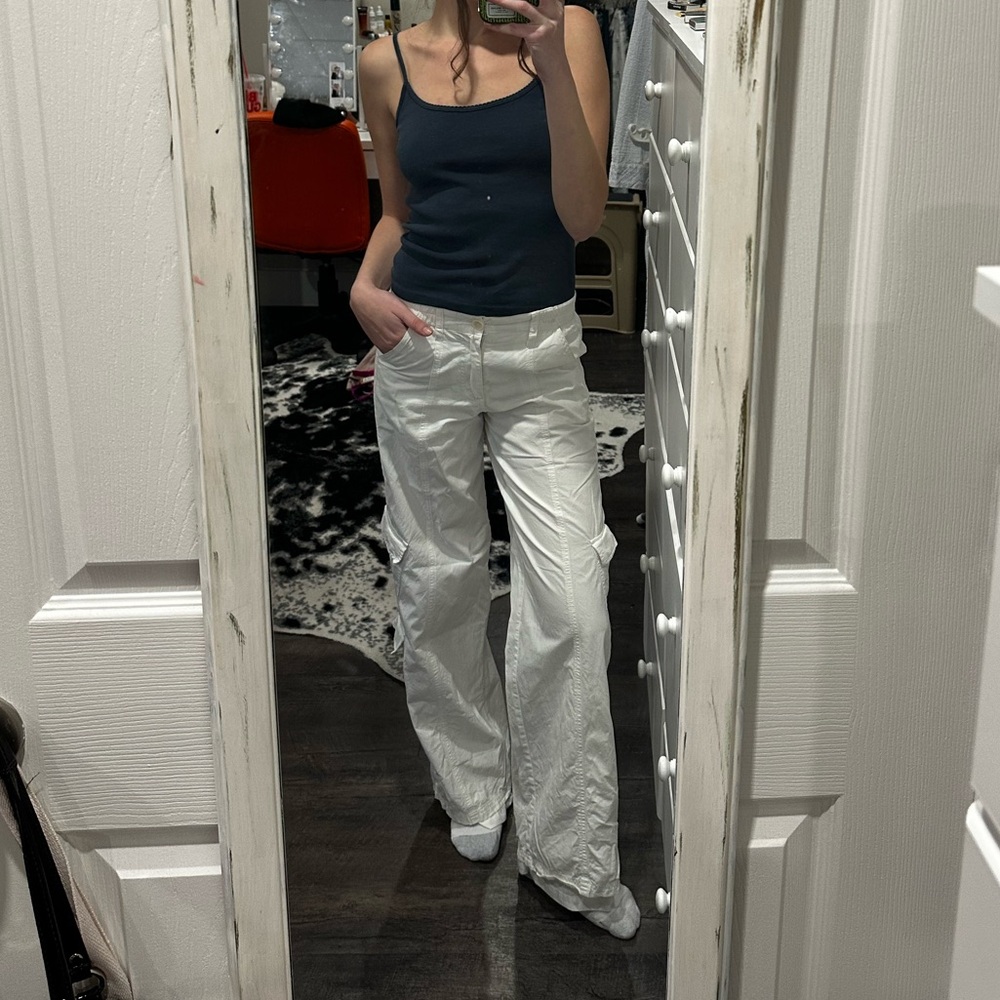 Princess Polly White Cargo Pants, Size 2
